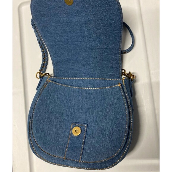 House of Harlow 1960 Denim Crossbody Purse Bag Adjustable Strap Chain Buckle - Picture 3 of 10